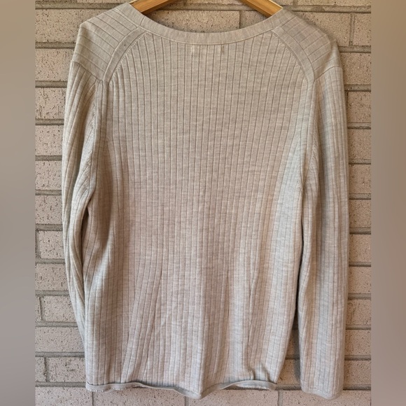 Banana Republic Beige Oatmeal Merino Wool Ribbed Cardigan XXL - Picture 5 of 8